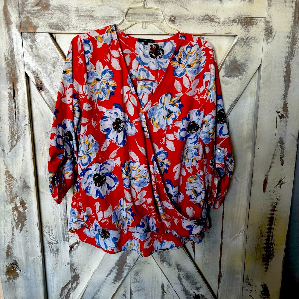 West Kei floral faux wrap top